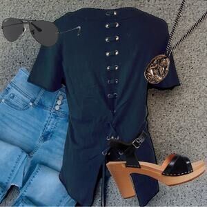 n:Philanthropy Graves Lace Up Silk Sweater NWT